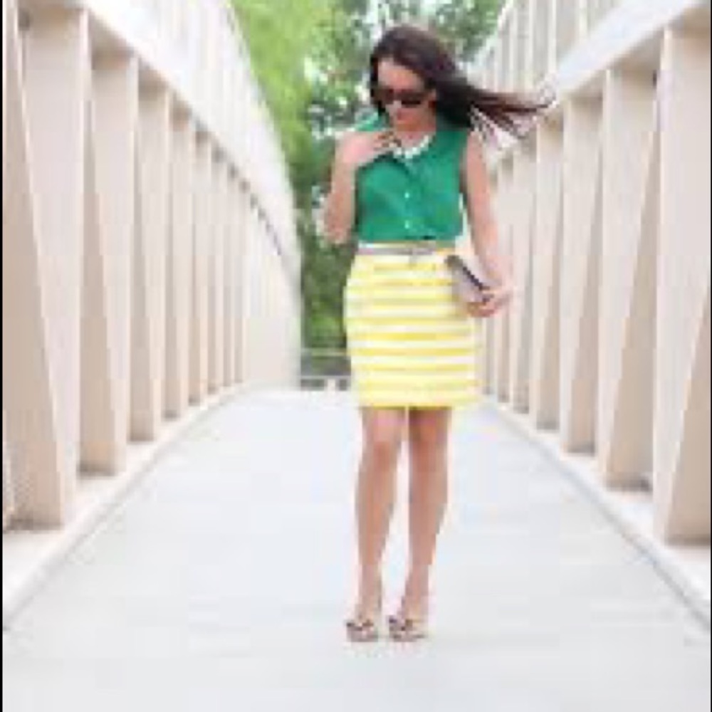 Kate Spade Yellow and White Striped Skirt